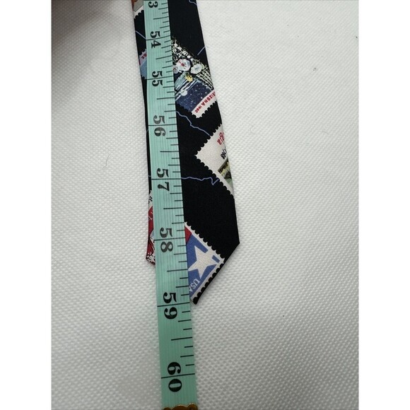 VTG Nicole Miller Silk Necktie Mens‎ Black Novelty State Stamps USA 57"x 4" NWT - Picture 14 of 15